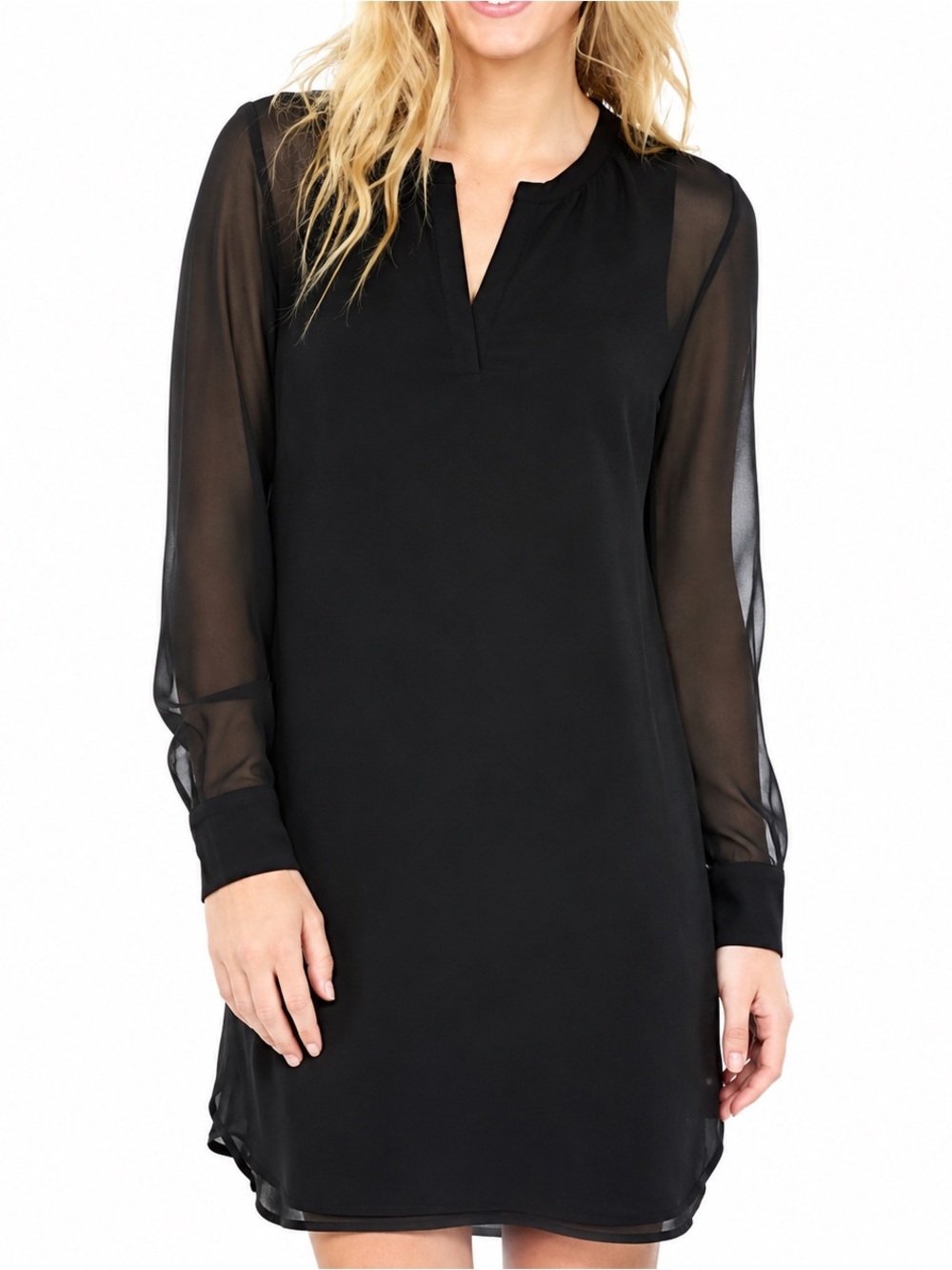 Vince Black Double Layer Shirttail Silk Dress, Size 4